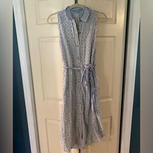 Blue seersucker Anthropologie dress